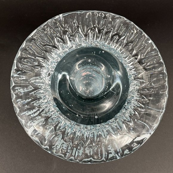 Blenko Art Glass Mushroom Taper Candle Holder Clear Glass 5 Inches Tall - Picture 7 of 14